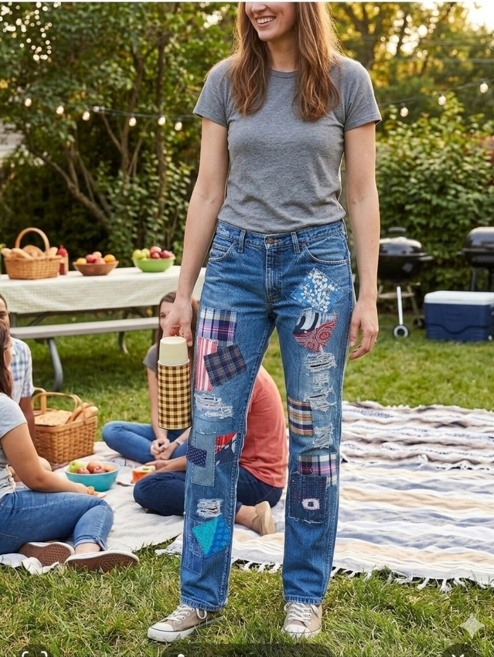 Mens or Womens Wrangler 47MWZ Custom Patchwork  Denim Jeans By ThreadsrReclaimed